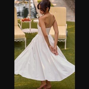 House of CB Audrey White Strapless Midi Sundress (Medium)